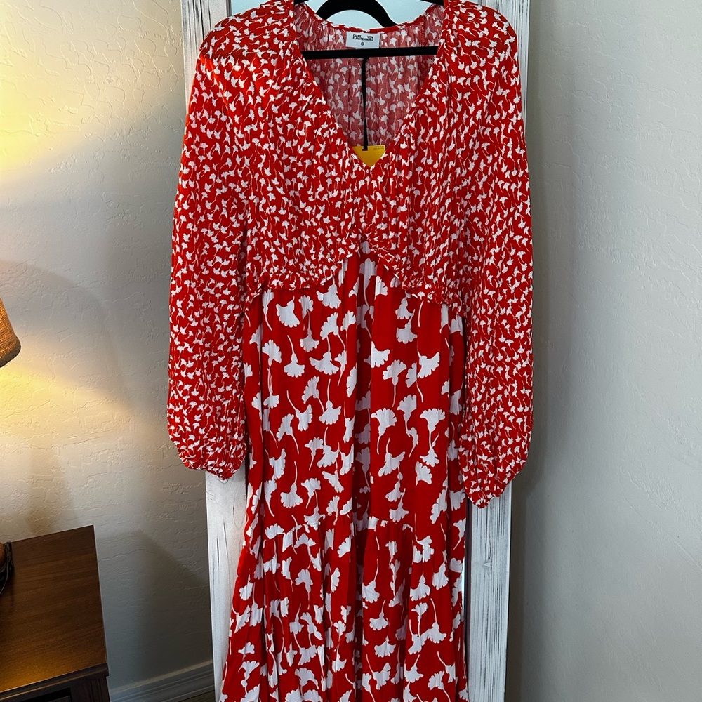 Diane Von Furstenberg for Target Orange and White Long Sleeve Dress